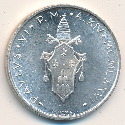 Ватикан 500 лир 1976 год