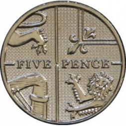 Великобритания 5 пенсов 2012 год