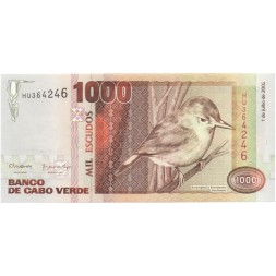 Кабо-Верде 1000 эскудо 2002 год - Соловей UNC