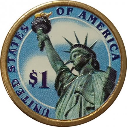 США 1 доллар 2009 год (P) - 12-ый Президент США - Закари Тейлор (цветная эмаль)