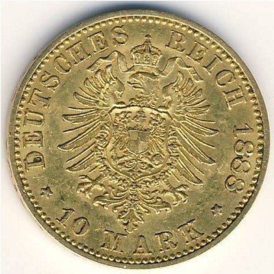 Пруссия 10 марок 1888 год