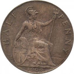 Великобритания 1/2 пенни 1909 год