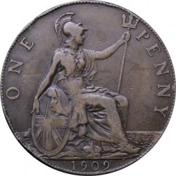 Великобритания 1 пенни 1909 год