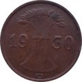 Веймарская республика 1 рейхспфенниг 1930 год (G)