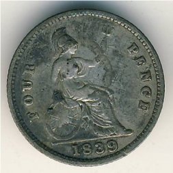 Великобритания 4 пенса 1839 год