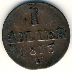 Саксония 1 геллер 1813 год