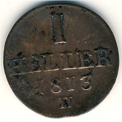 Саксония 1 геллер 1813 год