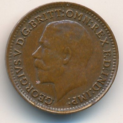Великобритания 1/3 фартинга 1913 год