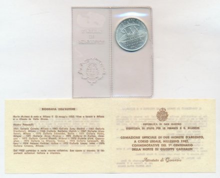 Сан-Марино 1000 лир 1982 год - 100 лет со дня смерти Джузеппе Гарибальди