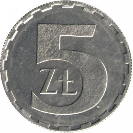 Польша 5 злотых 1990 год UNC