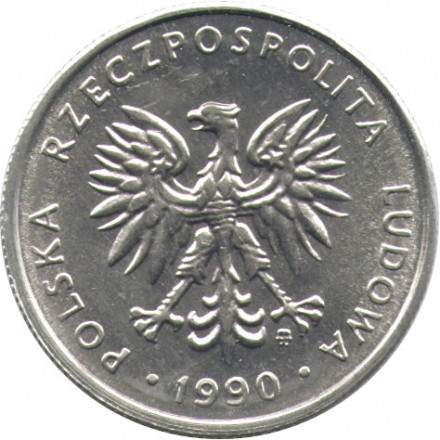 Польша 5 злотых 1990 год UNC