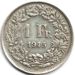 Швейцария 1 франк 1945 год