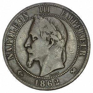 Франция 10 сантимов 1862 год - Отметка монетного двора: &quot;K&quot;