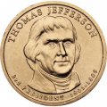 США 1 доллар 2007 год - Томас Джефферсон (D)