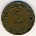 Германия 2 пфеннига 1906 год