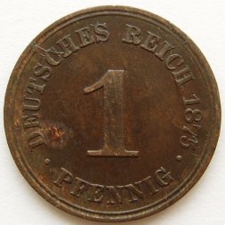 Германия 1 пфенниг 1875 год (A)