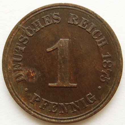 Германия 1 пфенниг 1875 год (A)
