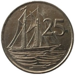 Каймановы острова 25 центов 2008 год - Парусник