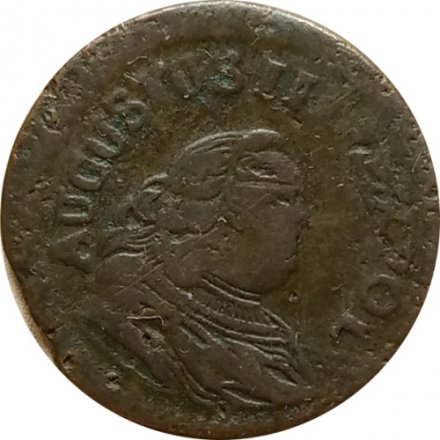 Польша 1 солид 1755 год (отметка МД &quot;H&quot;) - F