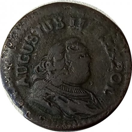 Польша 1 солид 1755 год (отметка МД &quot;H&quot;) - F
