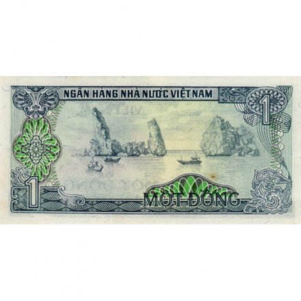 Вьетнам 1 донг 1985 год - Ханойская башня. Герб. Лодки в заливе - XF