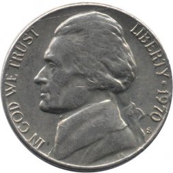 США 5 центов 1970 год - Томас Джефферсон (S)
