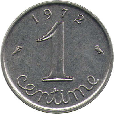 Франция 1 сантим 1972 год - Колос пшеницы
