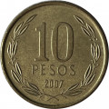 Чили 10 песо 2007 год