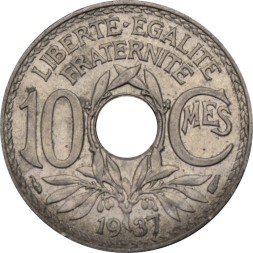 Франция 10 сантимов 1937 год
