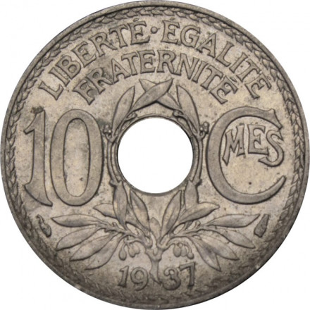 Франция 10 сантимов 1937 год