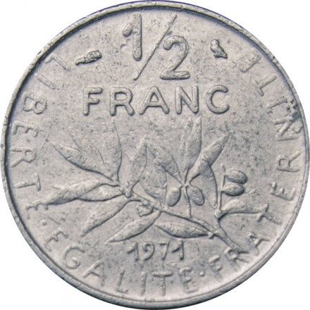 Франция 1/2 франка 1971 год