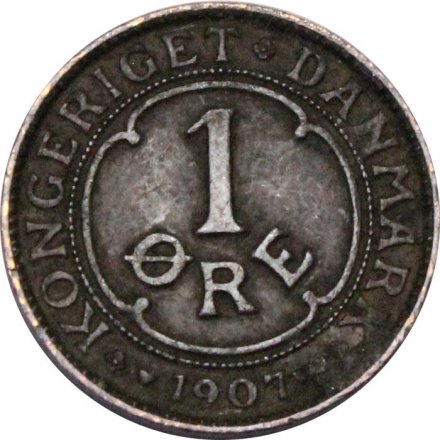 Дания 1 эре 1907 год - Король Фредерик VIII