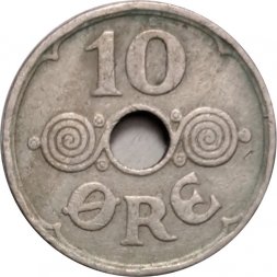 Дания 10 эре 1934 год - Король Кристиан X