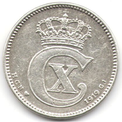 Дания 25 эре 1919 год