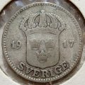 Швеция 25 эре 1917 год - Король Густав V