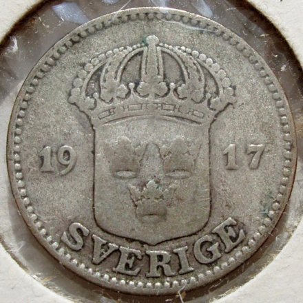 Швеция 25 эре 1917 год - Король Густав V