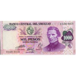 Уругвай 1000 песо 1974 год - Генерал Хосе Хервасио Артигас UNC