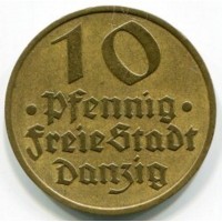 Монета Данциг 10 пфеннигов 1932 год - XF