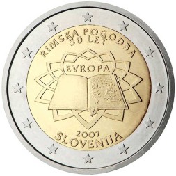 Словения 2 евро 2007 год - 50 лет подписания Римского договора