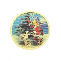 Значок СССР. Снегурочка и заяц (стерео)