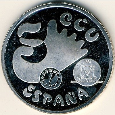 Испания 5 экю 1992 год