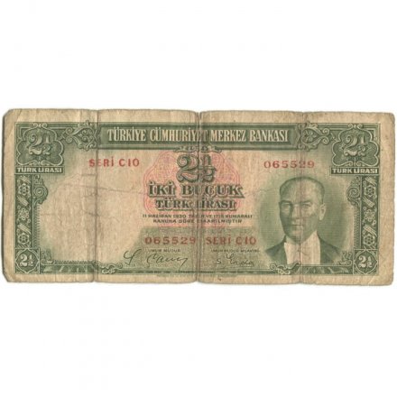 Турция 2 1/2 лиры 1930 (1939) год - Кемаль Ататюрк - VG