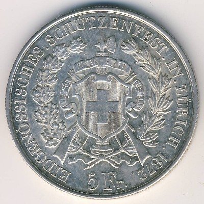 Швейцария 5 франков 1872 год