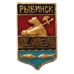 Значок Рыбинск. Герб. Ярославская серия. Медведь