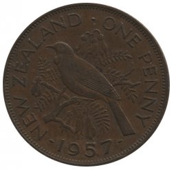 Новая Зеландия 1 пенни 1957 год - Новозеландский туи