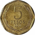 Чили 5 песо 2011 год