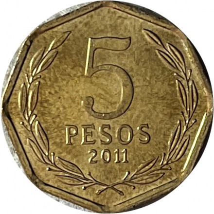 Чили 5 песо 2011 год