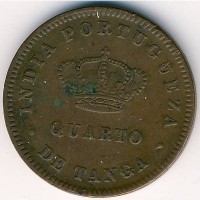 Монета Португальская Индия 1/4 танги 1886 год