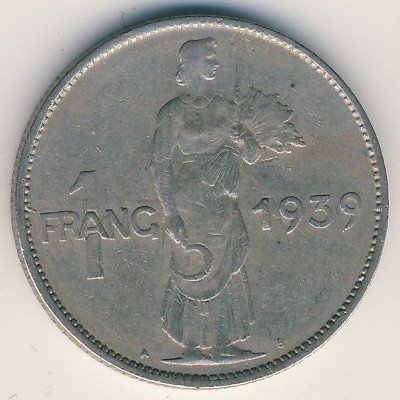 Люксембург 1 франк 1939 год