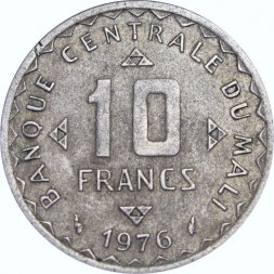 Мали 10 франков 1976 год